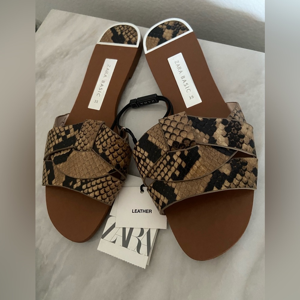 Zara Leather Crossover Sandals size 5